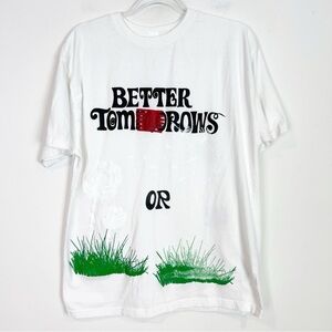 COLLEGIATE WHITE GRAPHIC BETTER TOMORROWS SHORT SLEEVE T-SHIRT MENS SZ LARGE